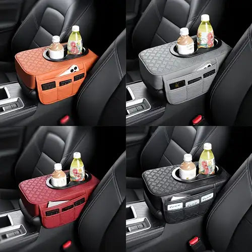 Carvan Multi-Function Car Armrest Cushion with Cup Holder & Tissue Box