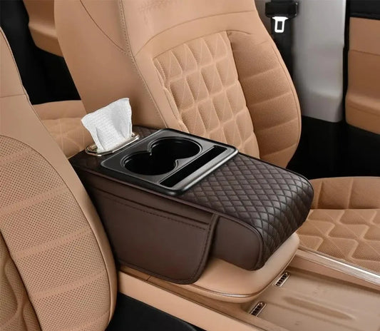 Carvan Multi-Function Car Armrest Cushion with Cup Holder & Tissue Box